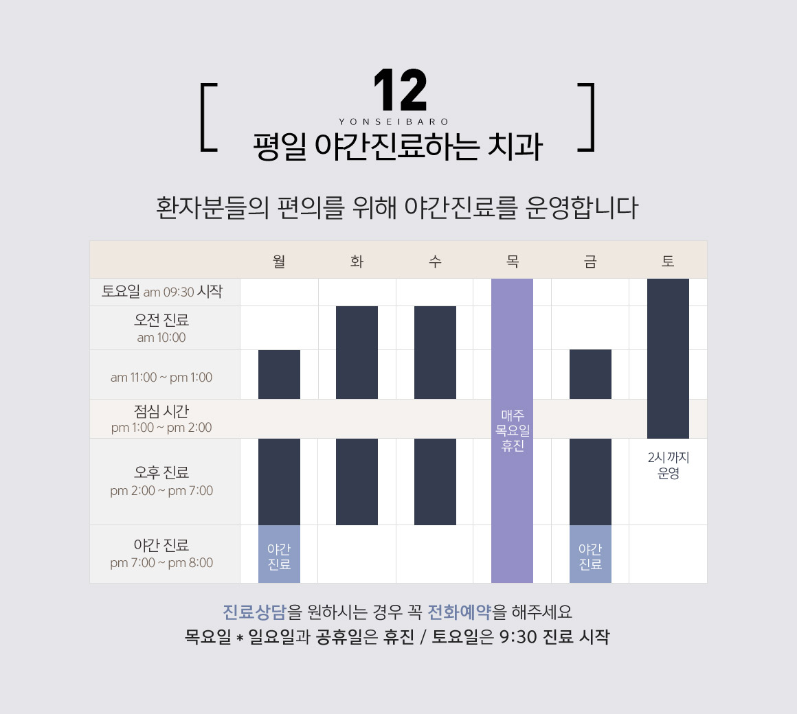평일 야간 진료하는 치과 / 환자분들의 편의를 위해 야간진료를 운영합니다.